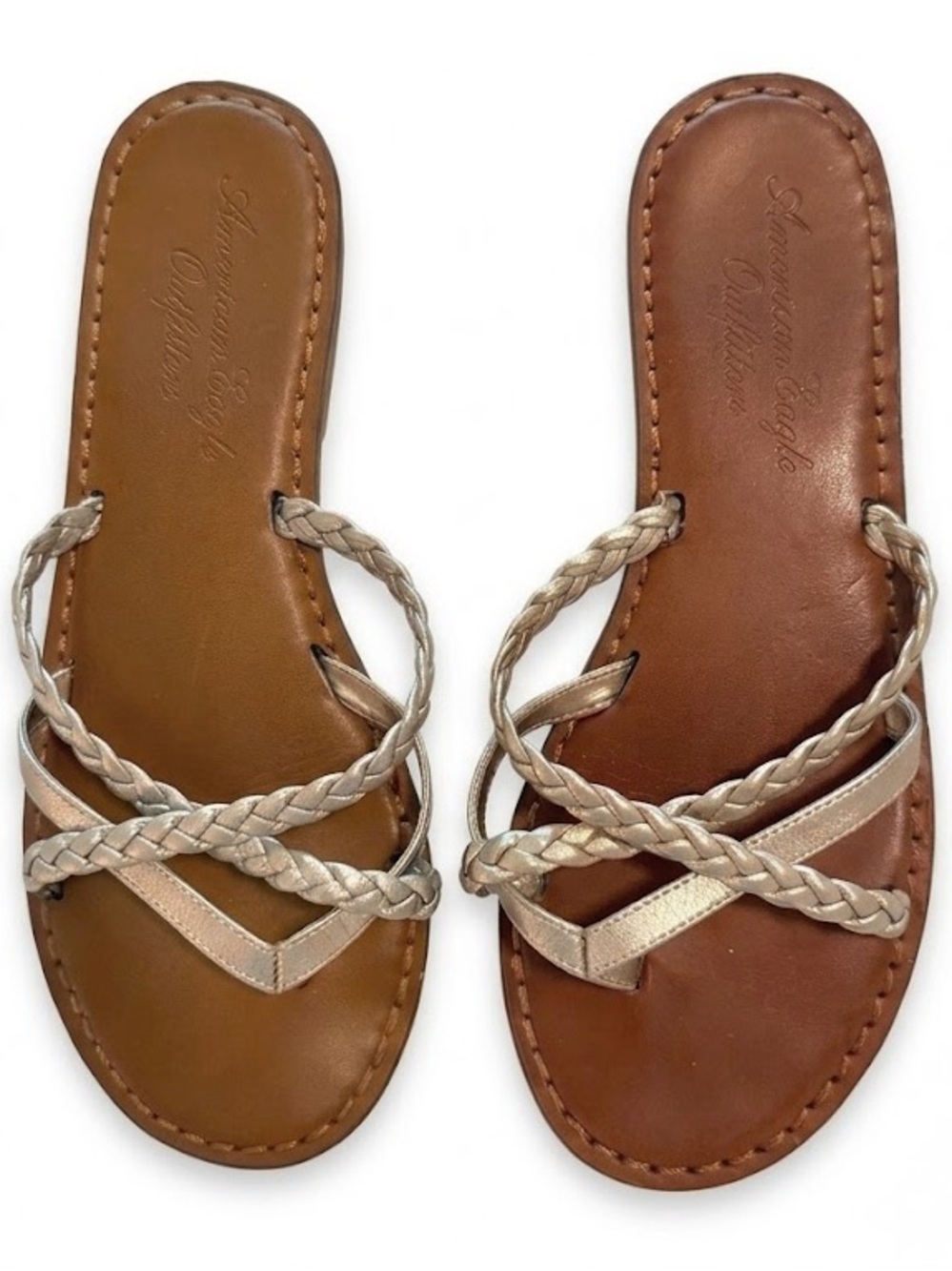 American Eagle Outfitters Rose Gold Slip On Sandals Size 8